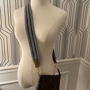 CROSSBODY BAG STRAP l Black and White l Brown Vegan Leather